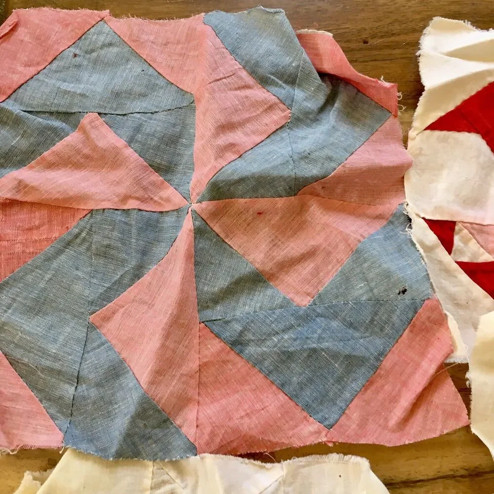 Quilt Block Salvage from old blankets & other blocks Vintage Find - Picture 5 of 12